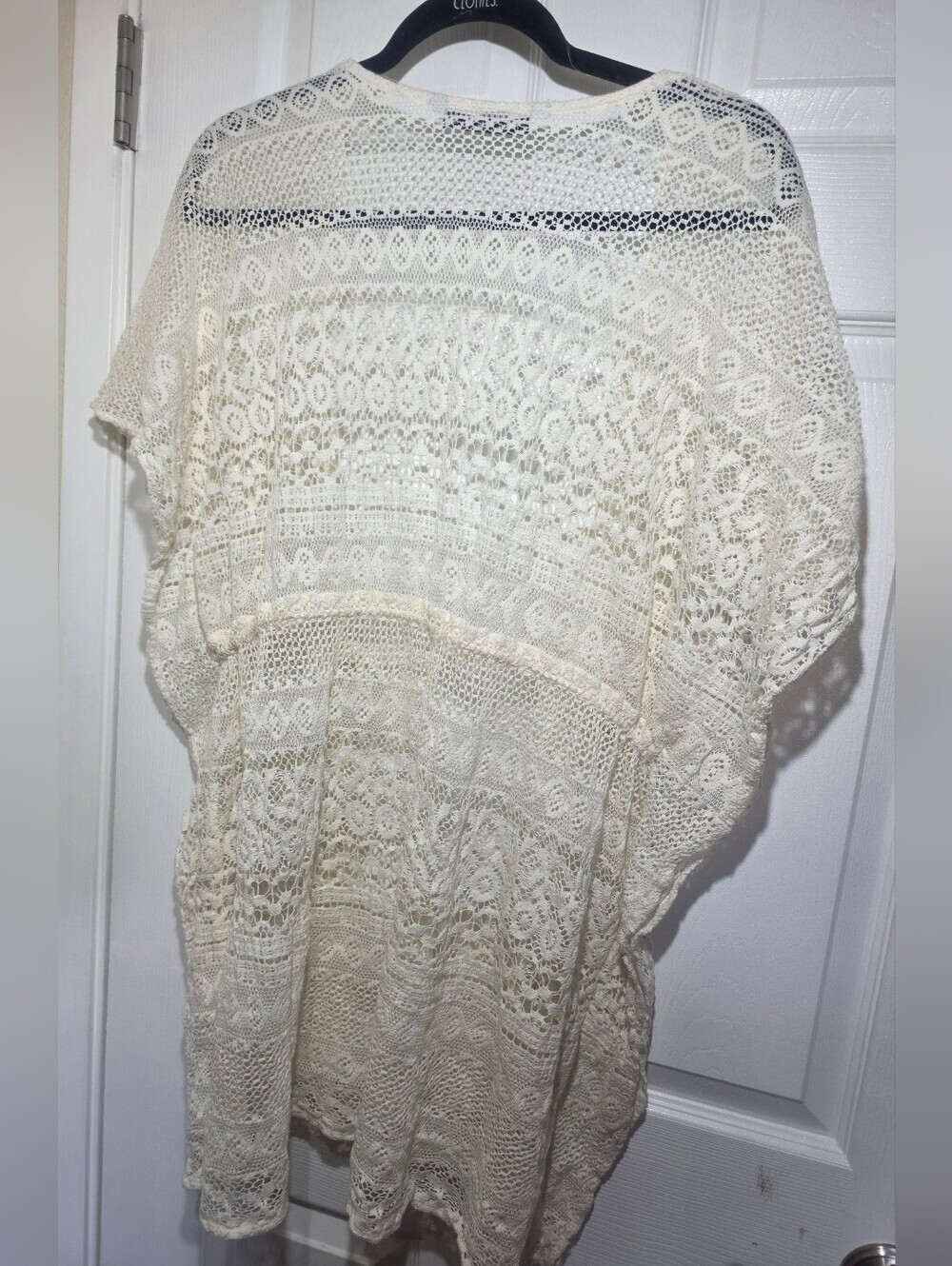 Michael Stars Ivory Crochet Lace Swim Cover Up Kimono Boho Beachwear M/L - Picture 5 of 5